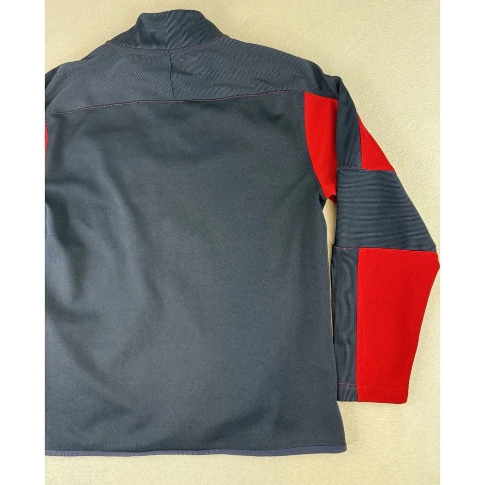 Nautica Competition Jacket Mens Large Red Blue Full Zip Track Sweater Bomber USA